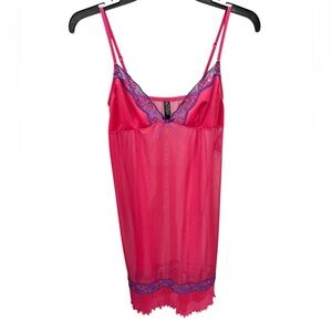 Elegant Pink Lace Trim Chemise